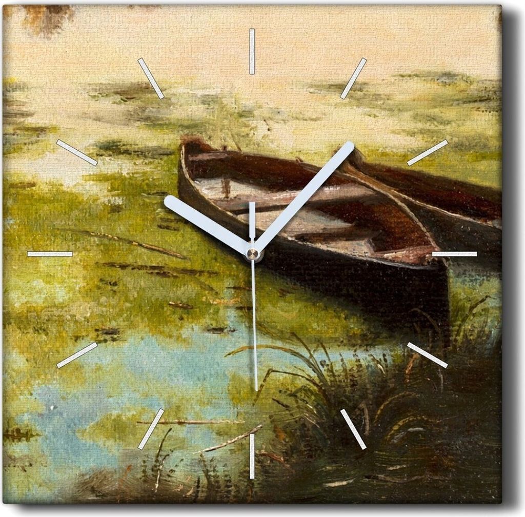 Coloray Hodiny Unikátní 30x30 cm Tiché hodiny Pro obývací pokoj a kuchyň Nástěnné hodiny Plátno Černé ručičky hodin - Boot Water