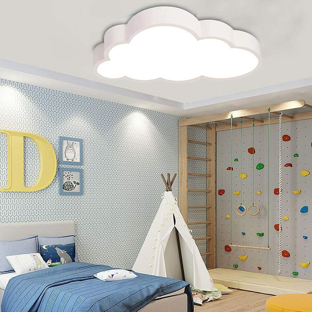 Deckenleuchte Wolke Deckenlampe Hellblau Holz Kinderzimmer Dekosterne 