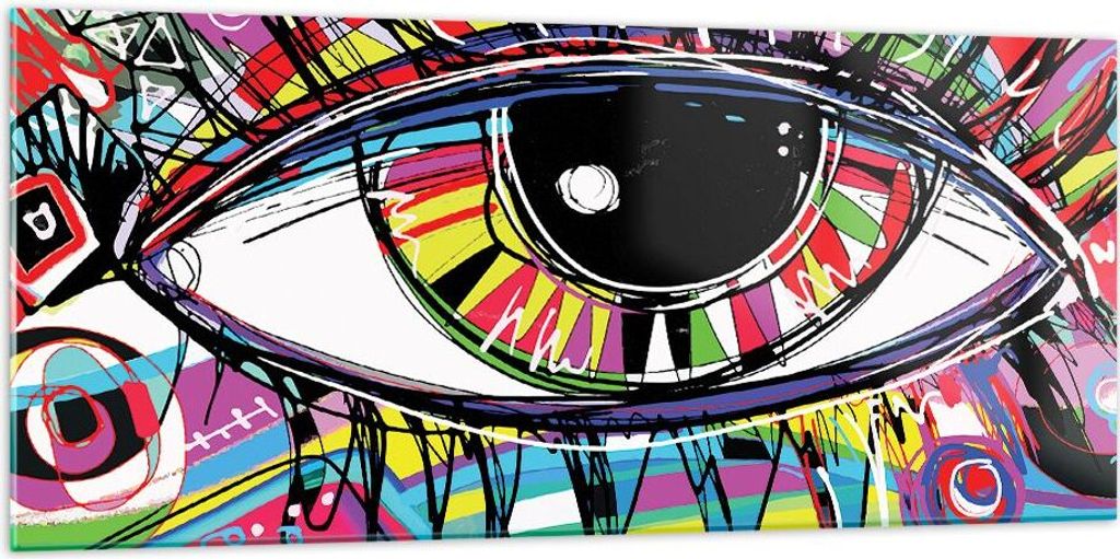 Bilder auf glas - Digital abstraktion farben - 120x50cm - Glasbilder - Wandbilder - Kunstdruck - zum Aufhängen bereit - Wanddekoration aus Glas - ...