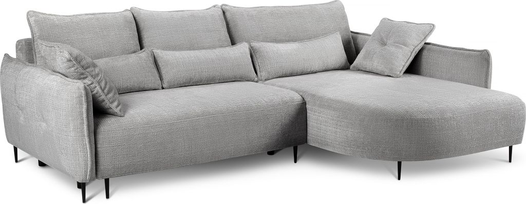 Selsey Oblivio - Ecksofa mit Schlaffunktion, Bettkasten, Chenille-Bezug Grau, Ottomane rechts