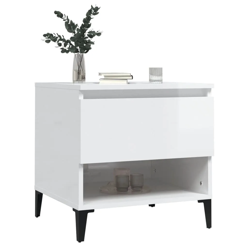 vidaXL Tables d'Appoint 2 pcs Blanc Brillant 50x46x50 cm Bois Ingénierie