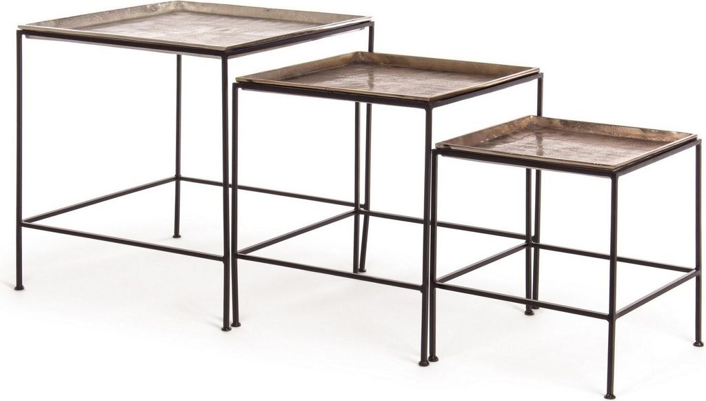 Beistelltisch 3er Set Amira Stahlgestell mit Aluminiumplatte in versch. Farben