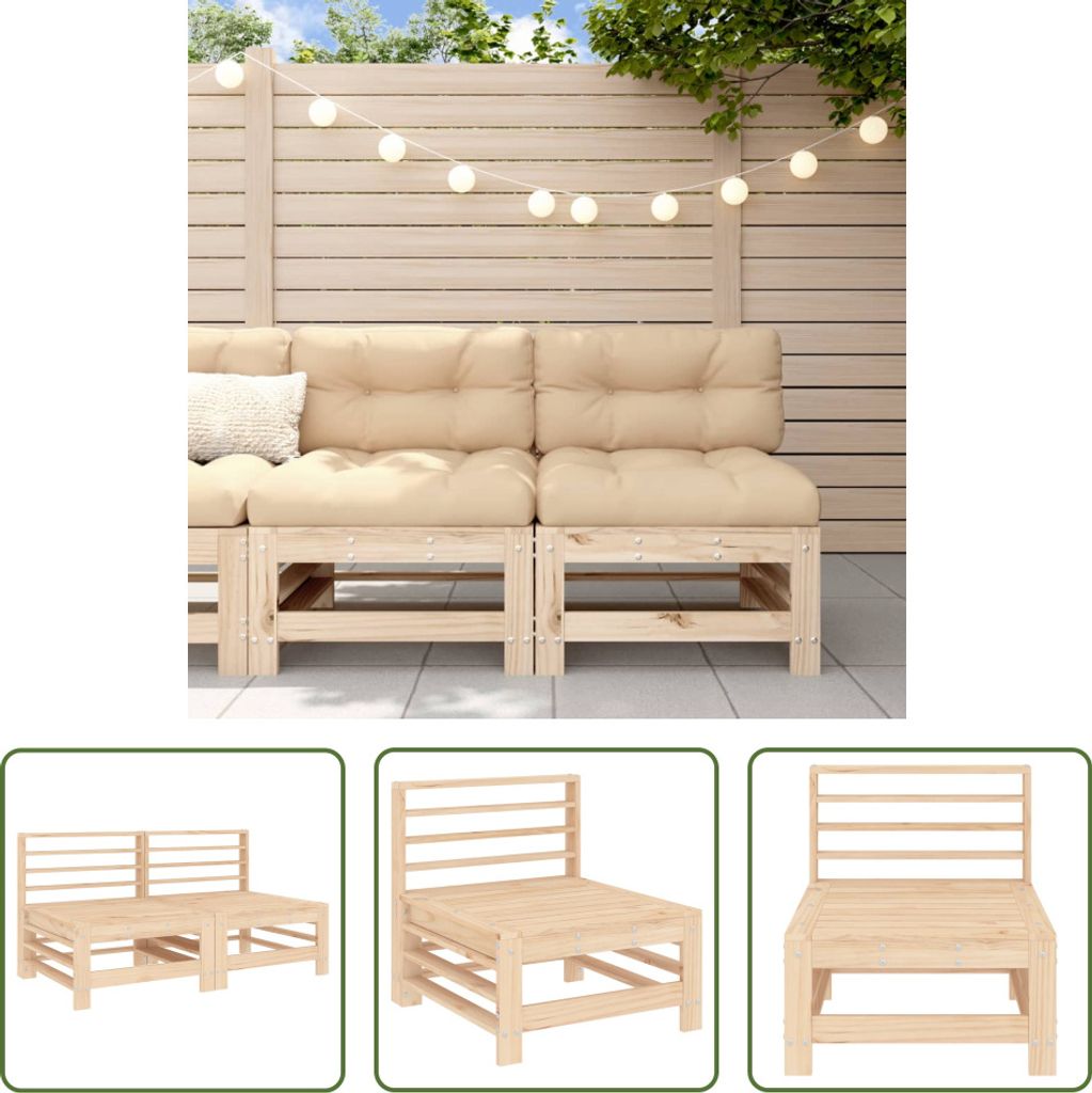 The Living Store Garten-Mittelsofas 2 Stk. Massivholz Kiefer