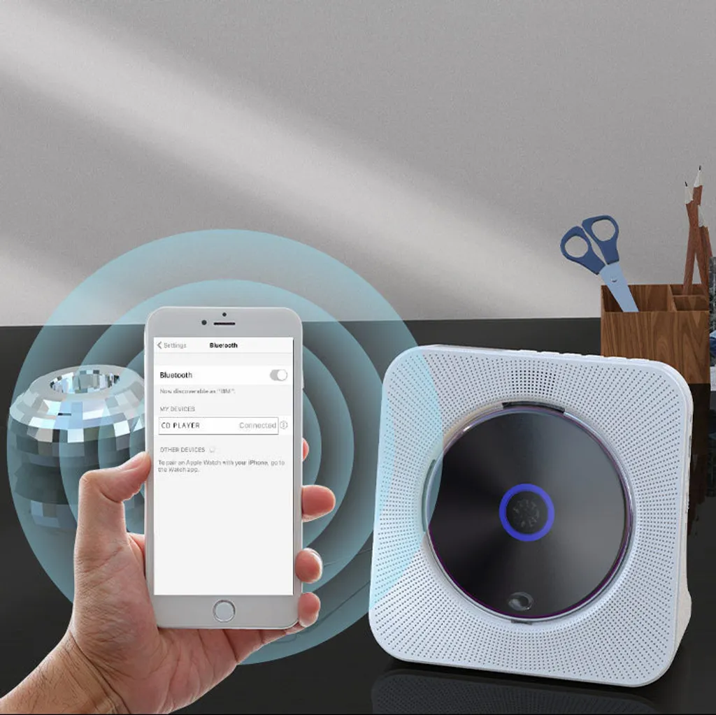 Lecteur CD Audio Bluetooth et Radio FM Rechargeable avec Télécommande