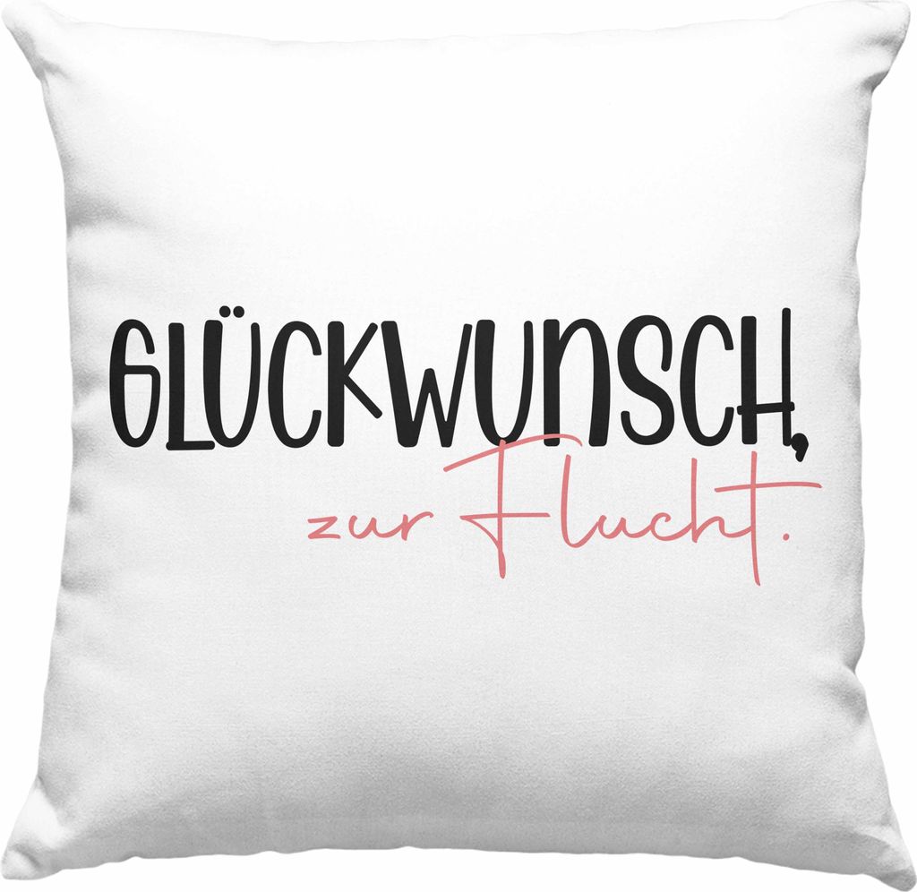 Trendation - Jobwechsel Deko-Kissen mit Füllung 40x40 Geschenk Kollegin Kollege Lustig Abschiedsgeschenk Spruch Glückwunsch Zur Flucht Abschied (...