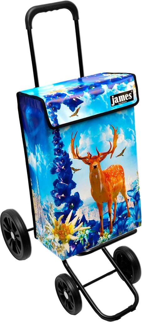 James Einkaufstrolley - EDELWEISS - stabiler Einkaufswagen mit individuellem Design - einfarbig: blau in Ausführung: Quattro-4Raeder