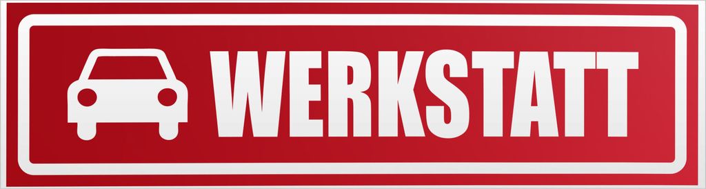 Kiwistar Werkstatt mit Auto invertiert Magnetschild Schild magnetisch - 60cm Rot - reflektierend - Magnetfolie für Auto PKW Kfz