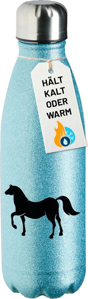 Huuraa Trinkflasche Pferd Silhouette 500ml Blue Edelstahl Wasserflasche Trinkflasche Geschenkidee