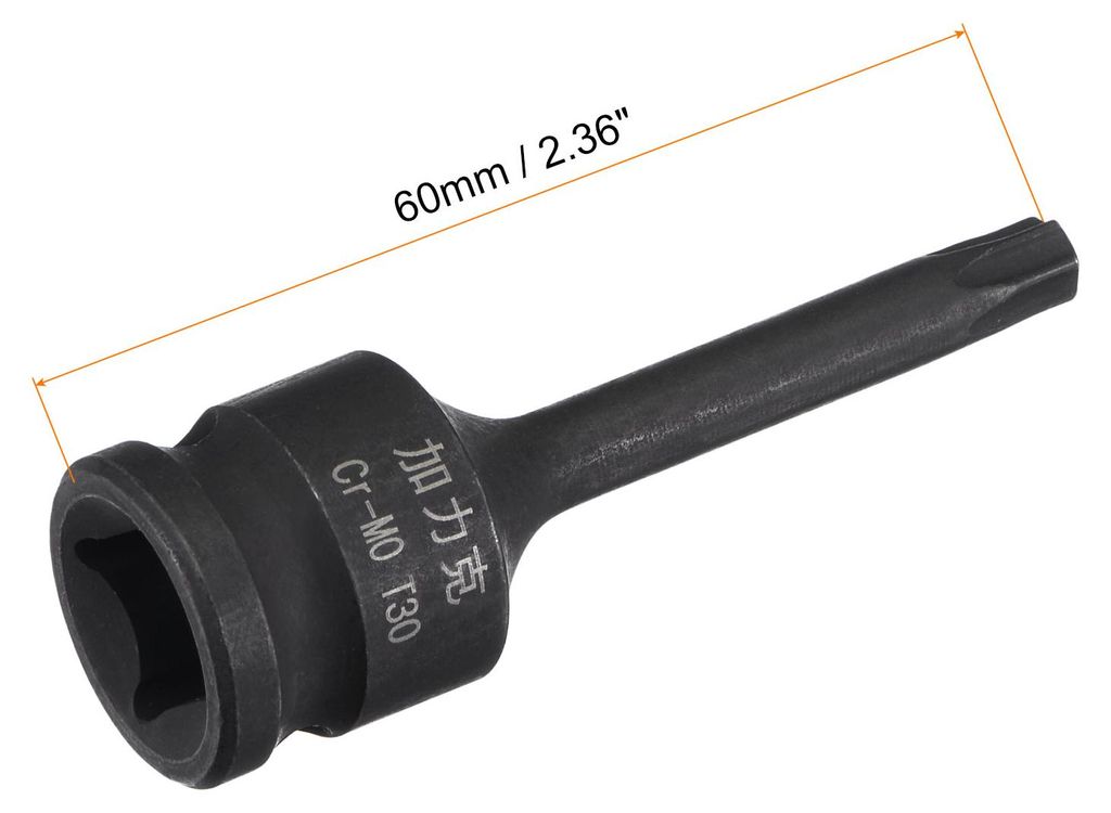 T30 Schlag Torxbohrer Einsatz 3/8" Antrieb quadratisch 60mm L?nge CR-MO Metrische Gr??en