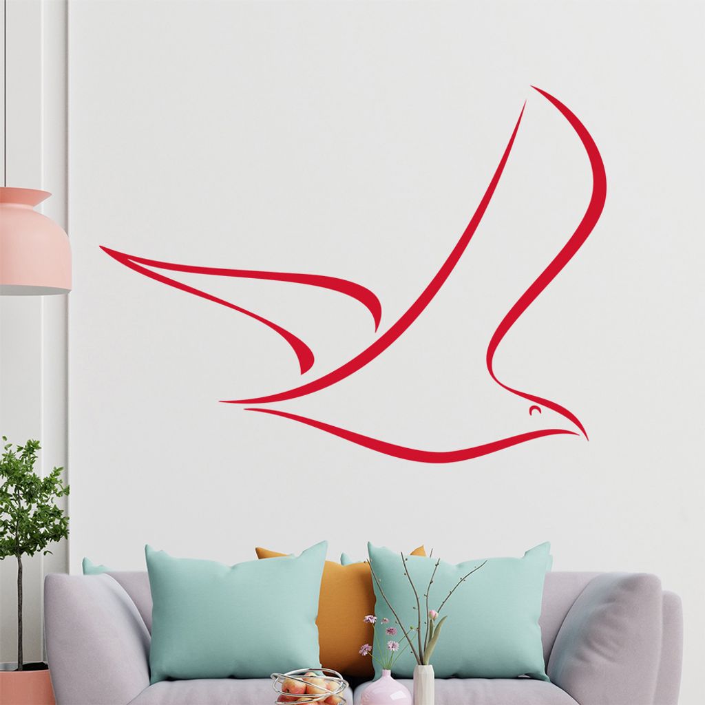 Vogel Linien Wandtattoo in 6 Größen - Wandaufkleber Wall Sticker - Dekoration, Küche, Wohnzimmer, Schlafzimmer, Badezimmer