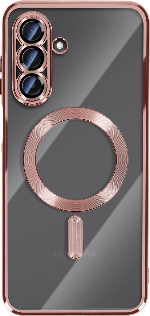 Avizar, Hülle Galaxy A17 MagSafe-kompatibel mit Chromrahmen, Rosa