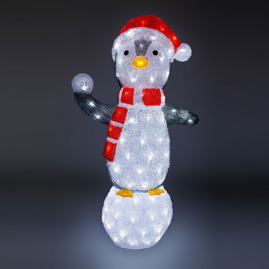 XL LED Acryl Pinguin Figur 84 cm beleuchtet Weihnachtsdeko für Außen & Innen