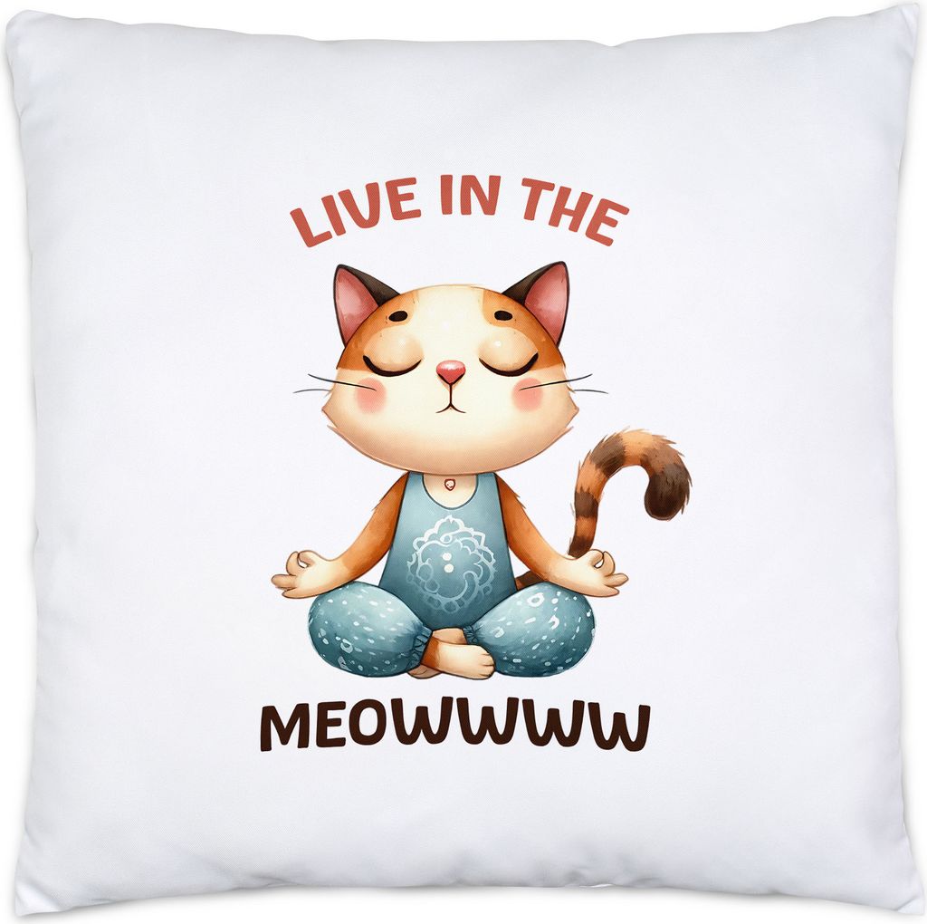 Live in the Meowww Kissen Geschenkidee für Yoga-Fans und Katzenliebhaber