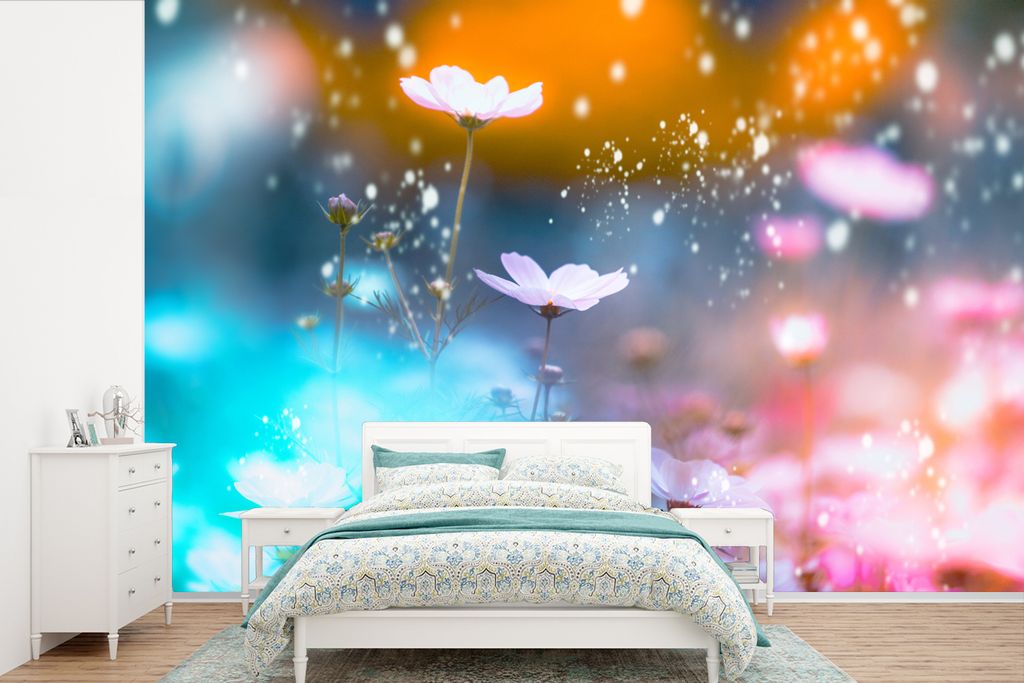 MuchoWow Fototapete für Wohnzimmer oder Schlafzimmer Wandtapete Vinyl Motivtapete Blumen - Frühling - Farben - 600x400 cm - Vinyltapeten