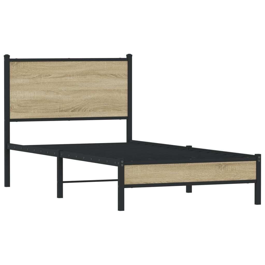 Metallbett ohne Matratze Sonoma-Eiche 90x200 cm