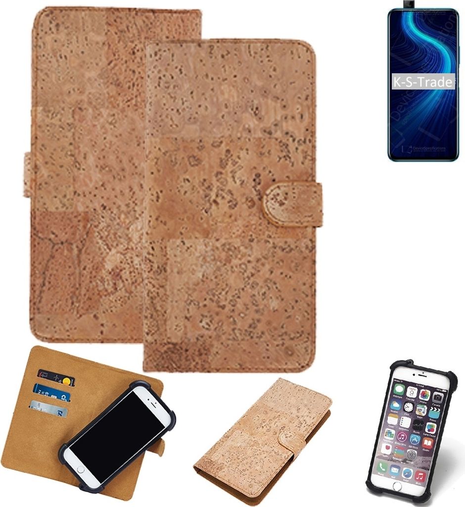 K-S-Trade Hülle kompatibel mit Huawei Honor X10 5G Kork Handyhülle Cover Schutzhülle TPU Case Bumper in Hellbraun, (1x)