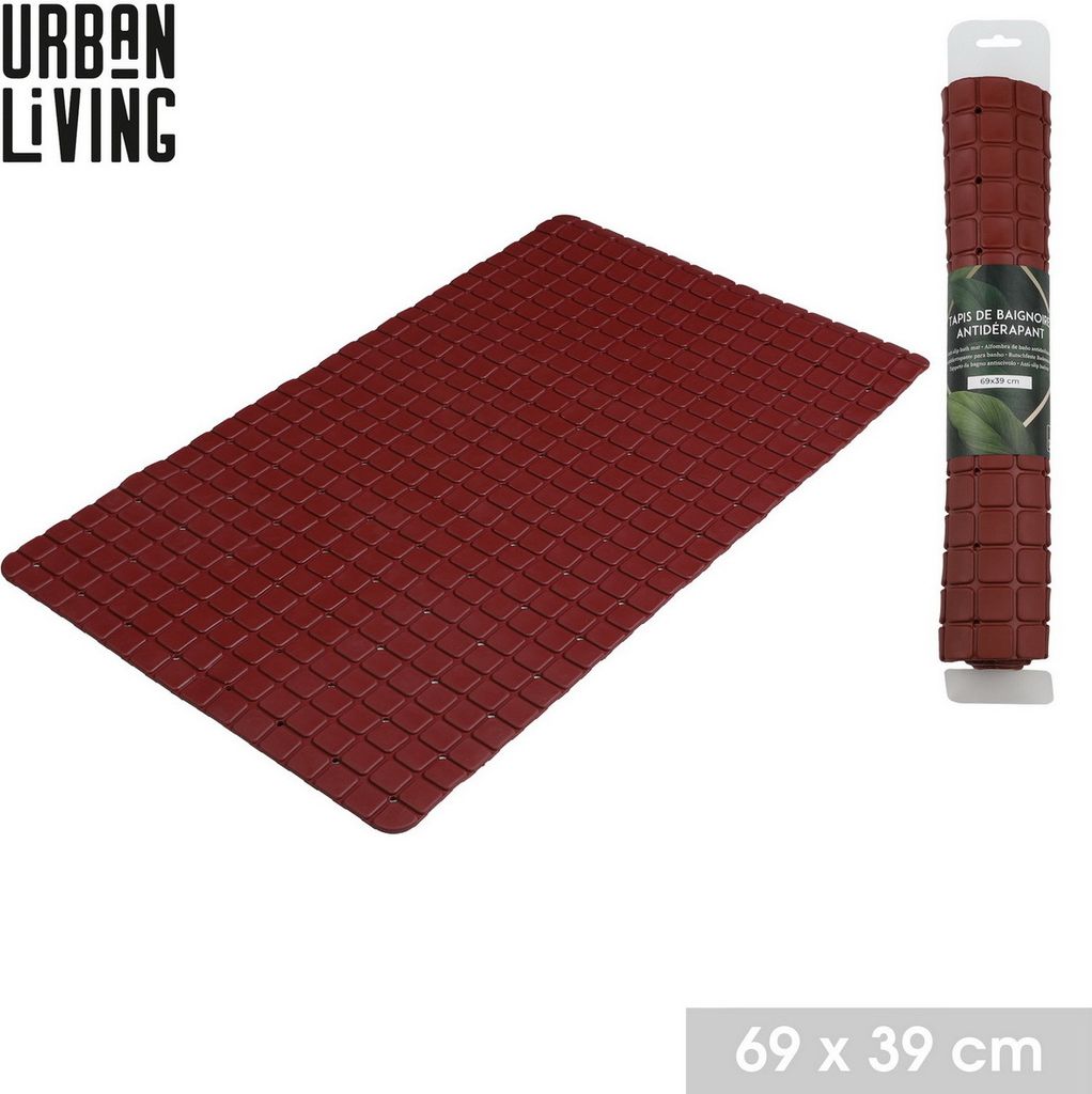 Urban Living Badezimmer Anti-Rutsch-Matte - Gummi - dunkelrot - 39x69cm