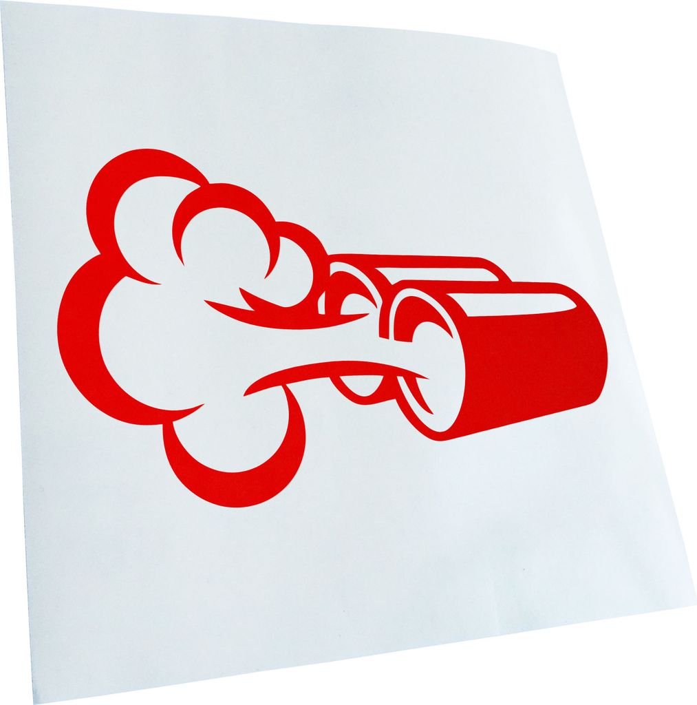 Kiwistar - Autoaufkleber - Auspuff Abgase Feinstaub - Rot - 60x36cm - Aufkleber für Auto, Laptop, Fahrrad, LKW, Motorrad Mehrfarbig JDM Decal Racing