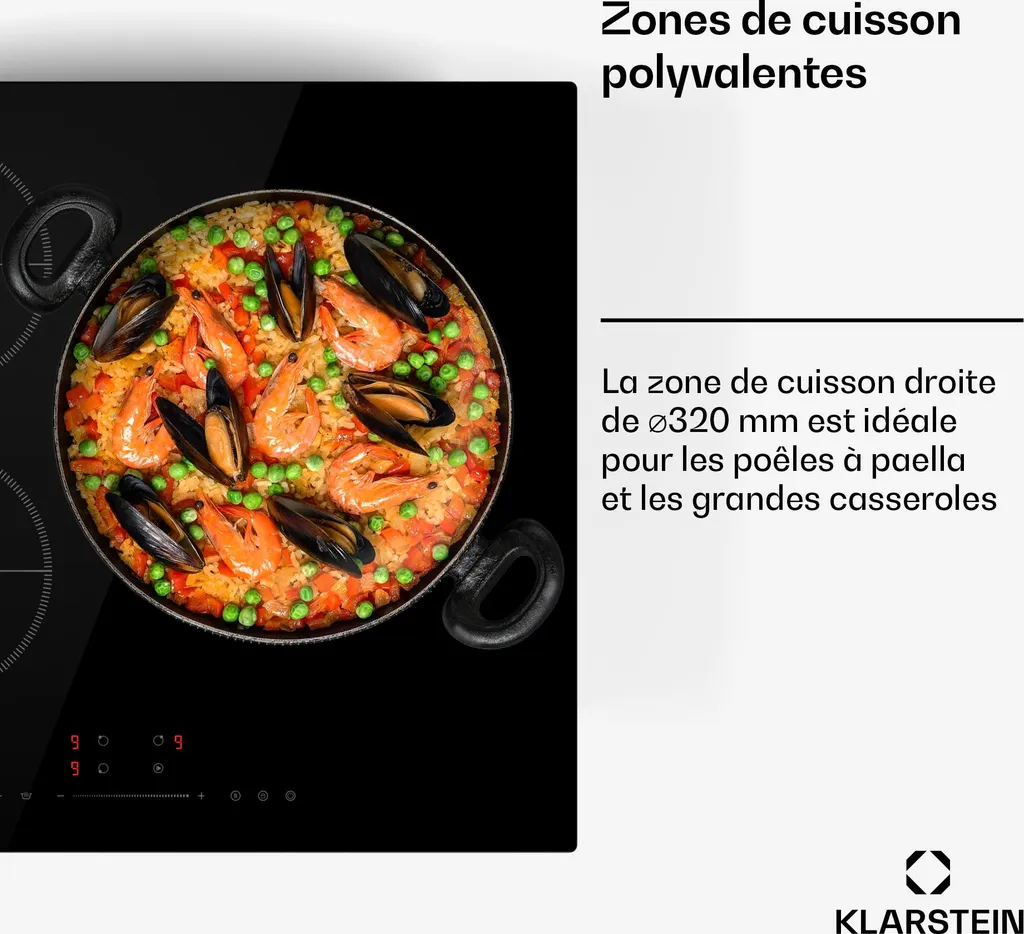Table induction 3 zones avec fonction Boost et commande Slider tactile