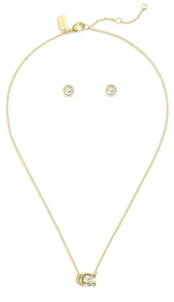 Parure bijoux plaqué or cristaux Collier et boucles 37412845GLD110