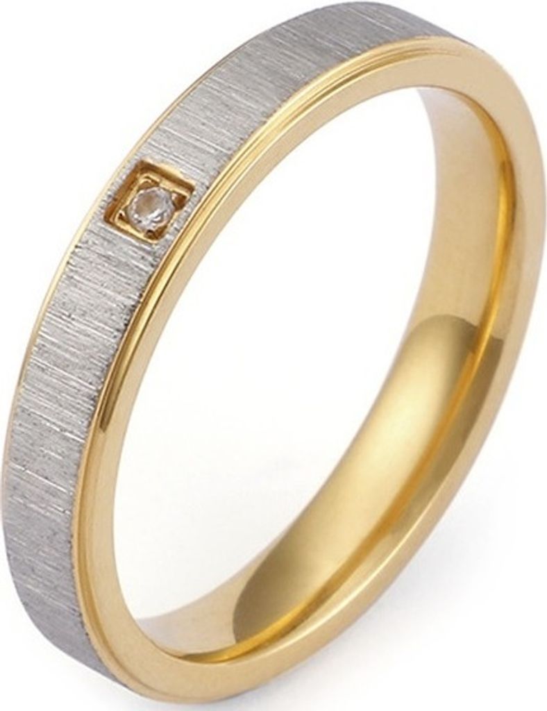 Eleganter Ring Faithful für Damen - Golden mit Zirkonen, Größe 55mm KP17257