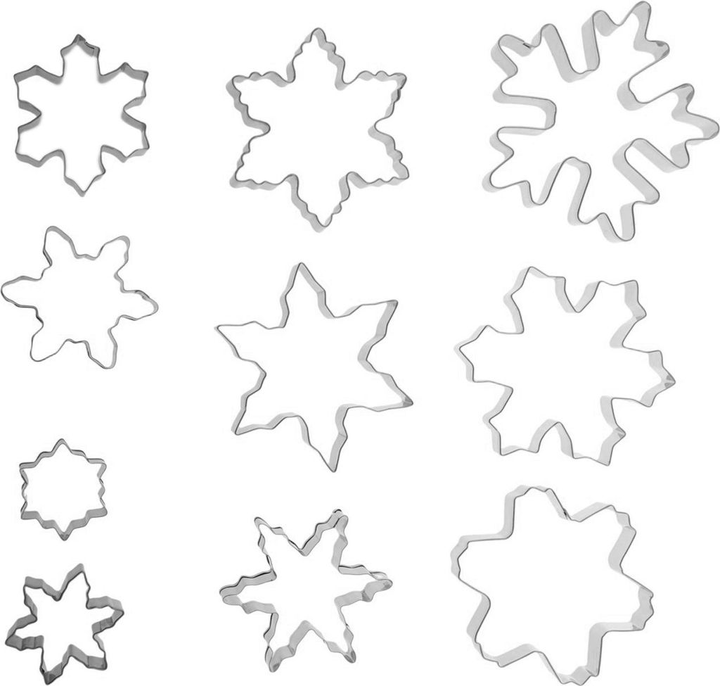10 Stück Schneeflocken Ausstecher Set, Mini Edelstahl Keksausstecher für Plätzchen Ausstechformen, für Plätzchen, Backform, Kekse und Fondant ...