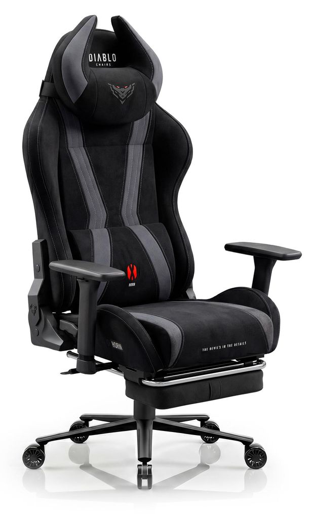 Diablo X-Horn 2.0 Gaming Stuhl Bürostuhl Schreibtischstuhl Ergonomisches Design aus Stoff, schwarz Größe Normal