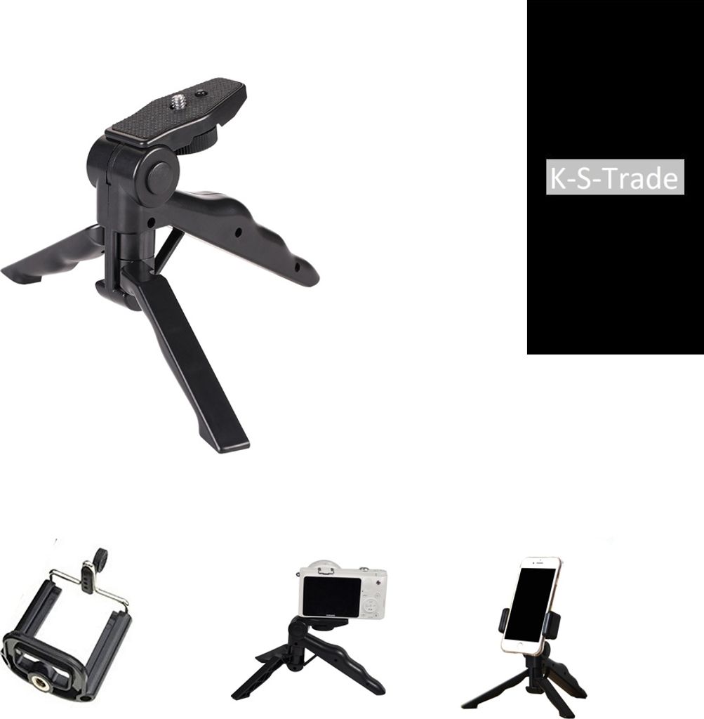 K-S-Trade Stativ Tisch-Ständer Dreibein Handy-Stativ Ständer kompatibel mit Ruggear RG650 Mini-Stativ Smartphone Tripod Handy-Stativ aus Plastik