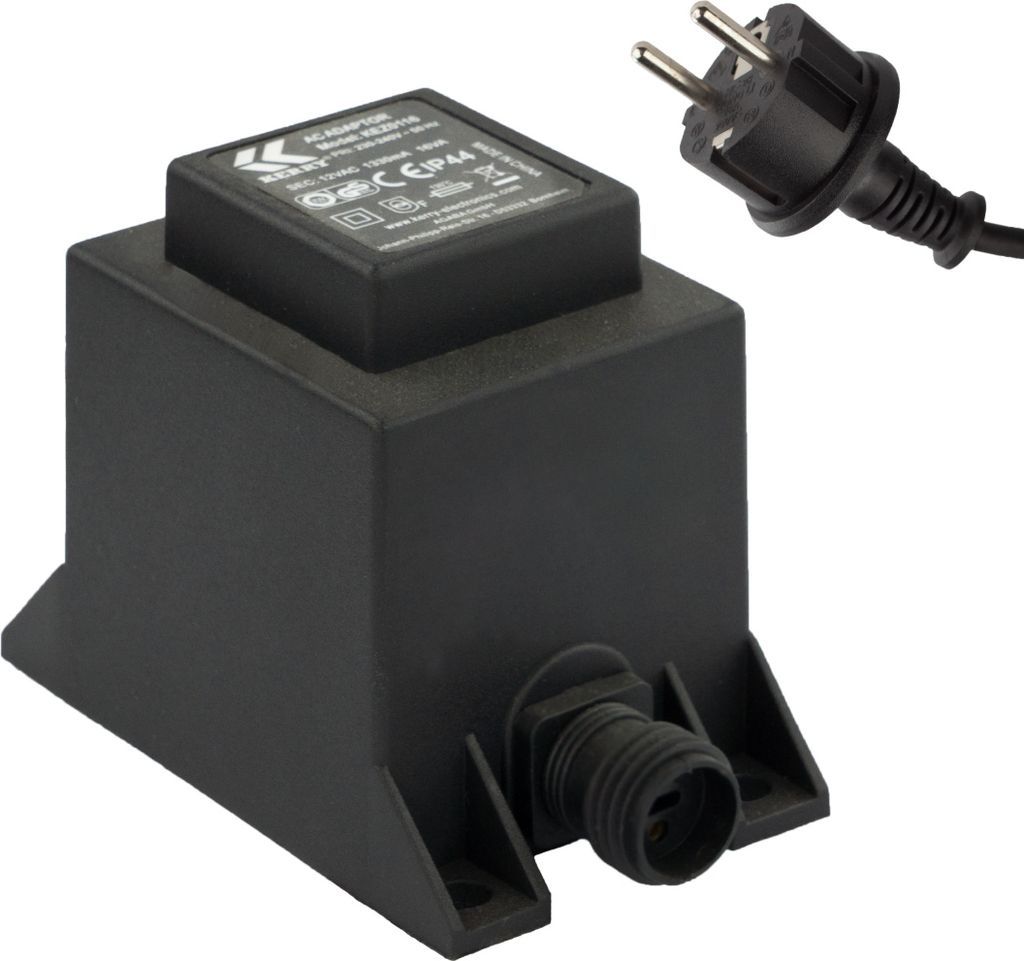 Netzteil 16 Watt IP44, LED-Trafo, Transformator 230V auf 12V, Netzkabel 2-Pin-Stecker, Netzstecker 2 Polig, 12V Adapter, Netzteil-Adapter, Netzger...