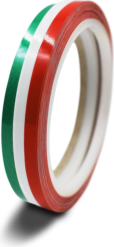 3er Set 10m Zierstreifen 5mm für Auto Landesfarben Italien Grün Weiß Rot