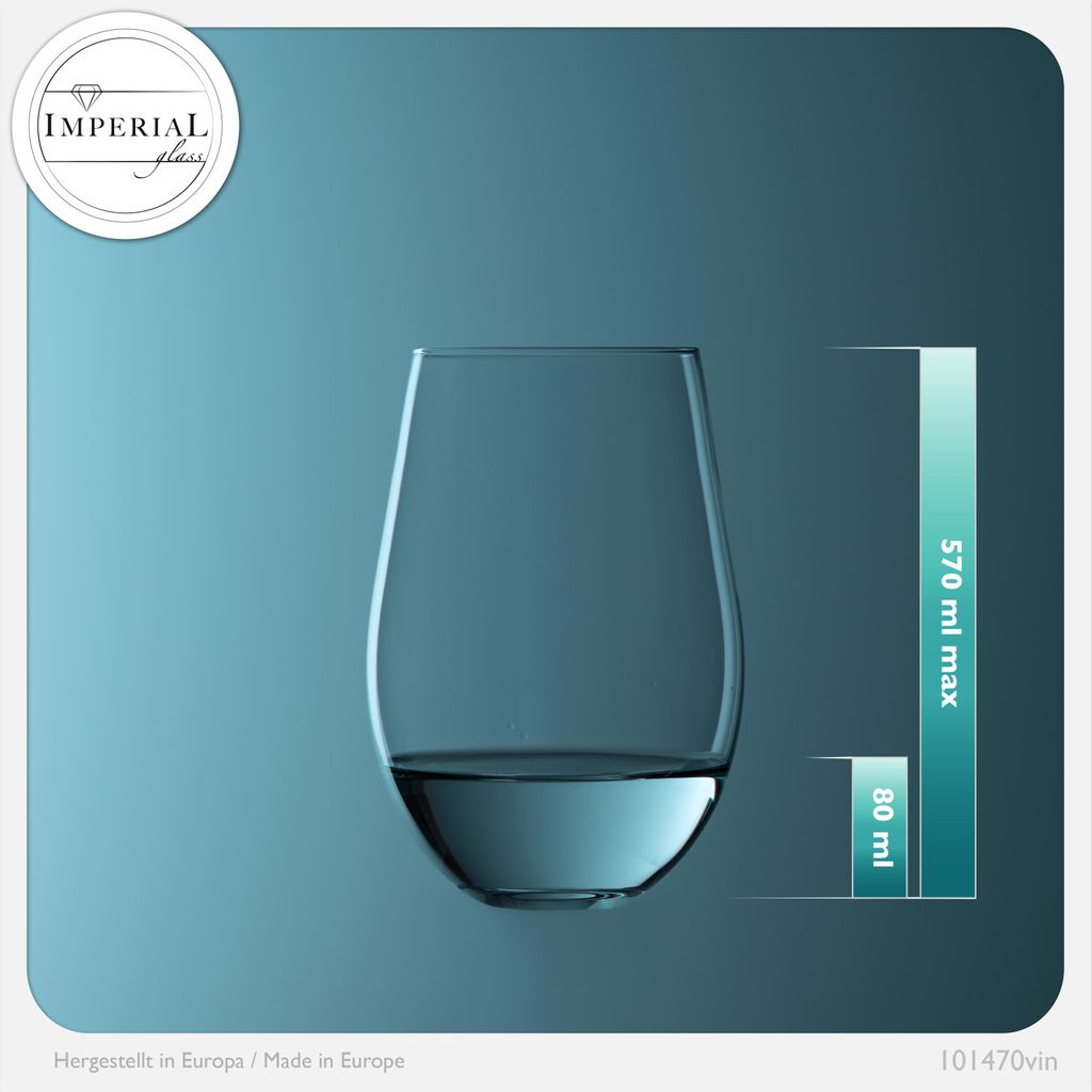 IMPERIAL Moderne Weingläser ohne Stiel Rotweingläser 660ml
