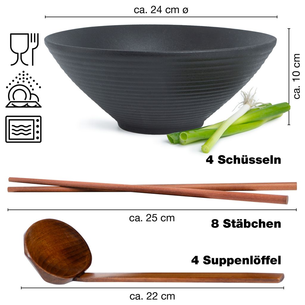 pho e Sushi Bowl set per 1 persona per zuppe Moritz & Moritz Ramen Blue Reattivo con coperchio e cucchiaio 