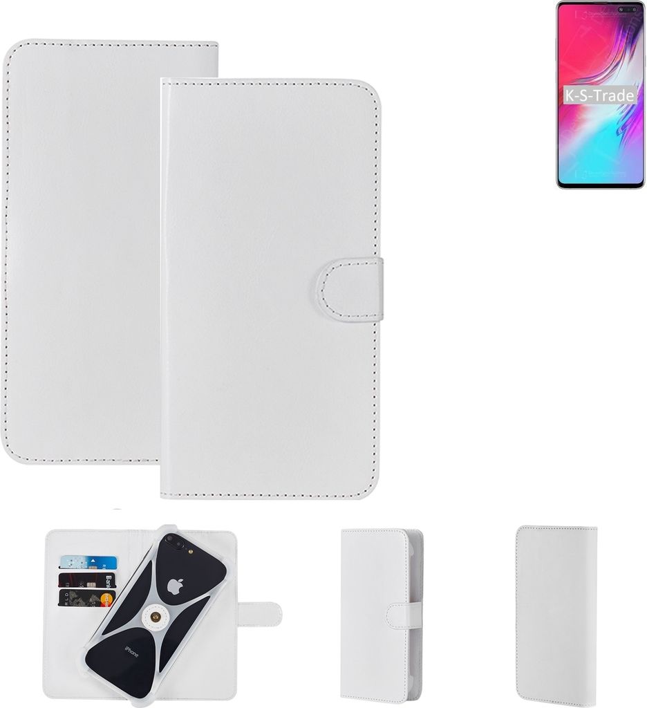 K-S-Trade Handy Hülle Schutz Hülle kompatibel mit Samsung Galaxy S10 5G Exynos Cover Case Bookstyle Bumper weiß 1x