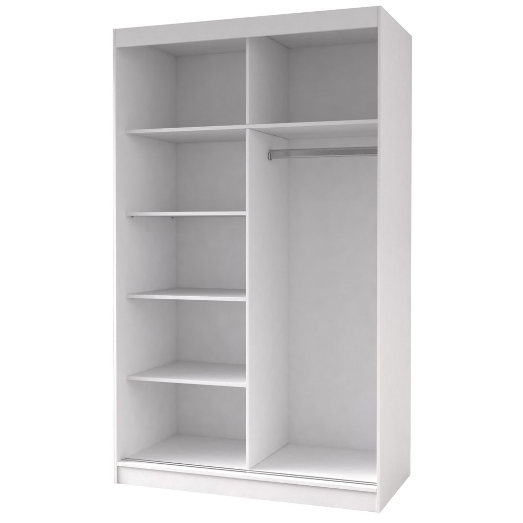 Schwebetürenschrank Kleiderschrank  Schrank 120cm Weiß/Weiß Produktbild 5