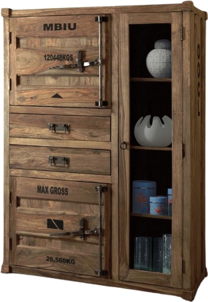 CONTAINER Highboard mit Glastüre, 2 Schubladen, 2Türen