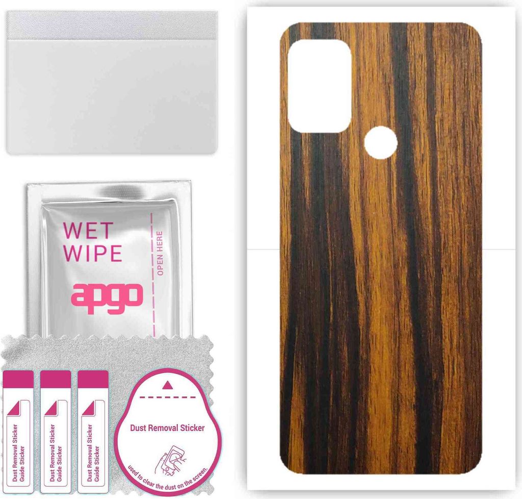 apgo Rückseite Schutzfolie, Skin, kompatibel mit Motorola Moto G30, Hinten Displayschutzfolie aus Vinylfolie, kratzfest, einfache Montage - Tigerwood