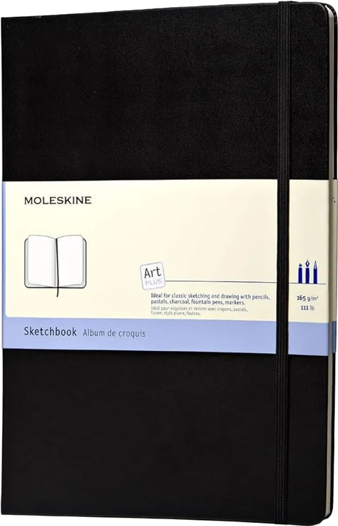 Album de Dessin Moleskine Art Plus L Papier Épais Noir 165g pour Artistes