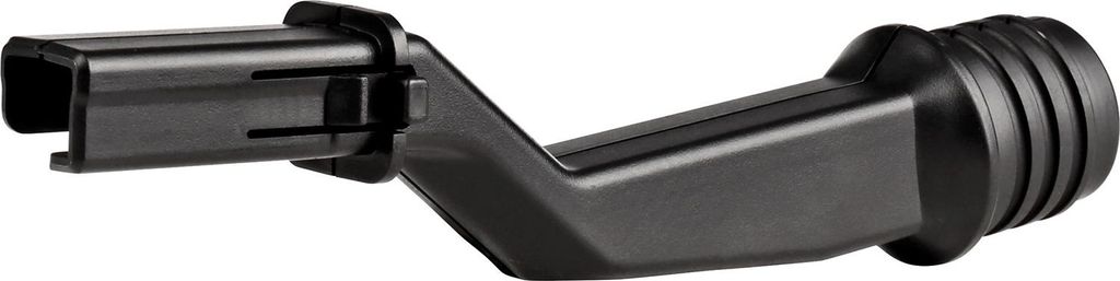 A black plastic adapter piece for a vacuum cleaner or similar tool, shown against a white background.
