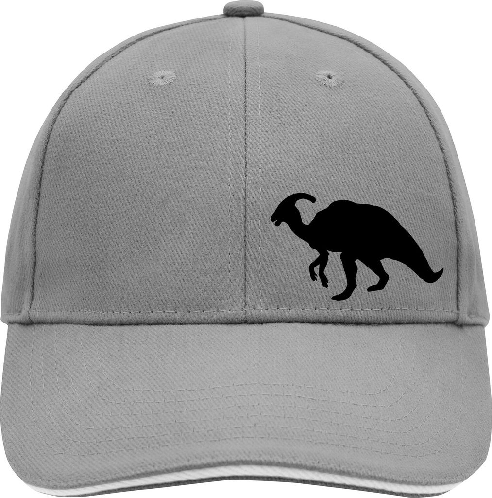 Huuraa Cappy Mütze Parasaurolophus Dinosaurier Dark Grey/White Baumwolle 6-Panel Kappe Geschenkidee