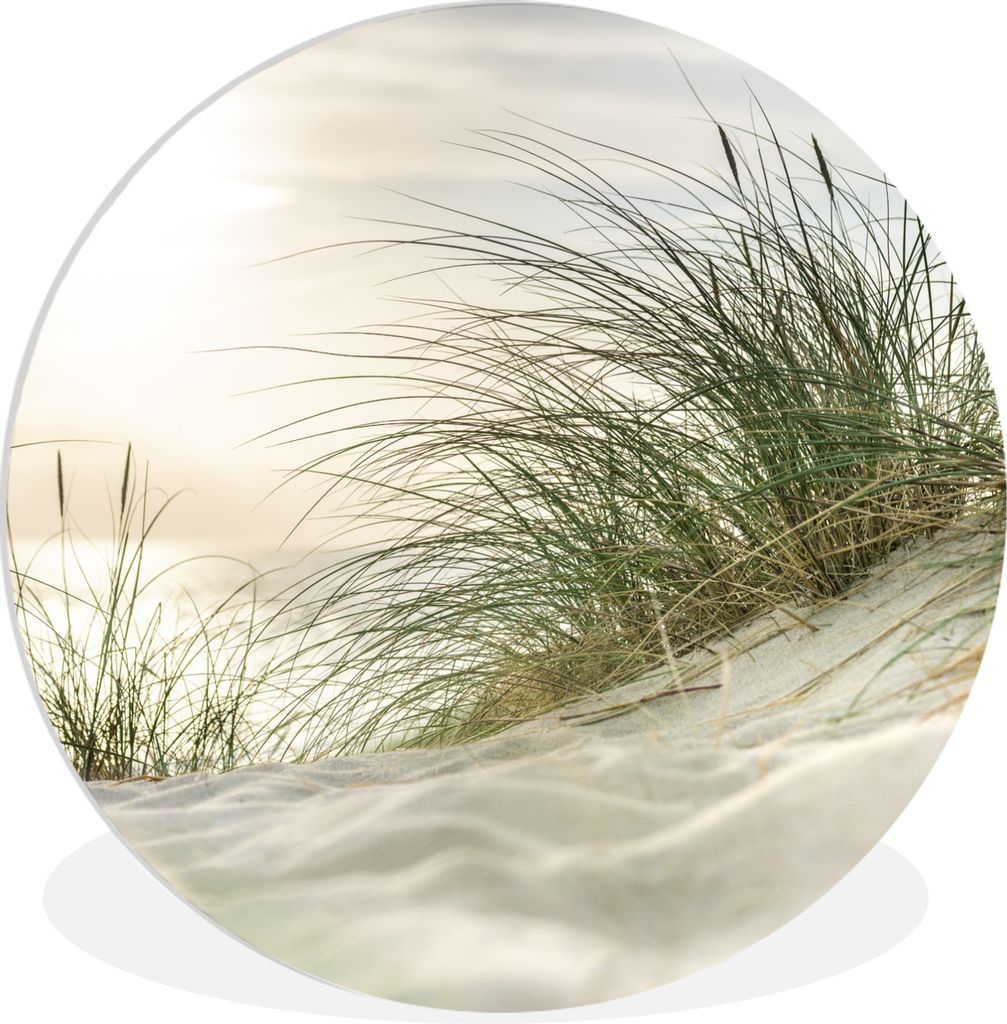 MuchoWow Rundes Wandbild - Runde Bilder Dünen mit Strandhafer in der Sonne des Nationalparks Schleswig-Holsteinisches Wattenmeer Ø 30 cm Kreis ...