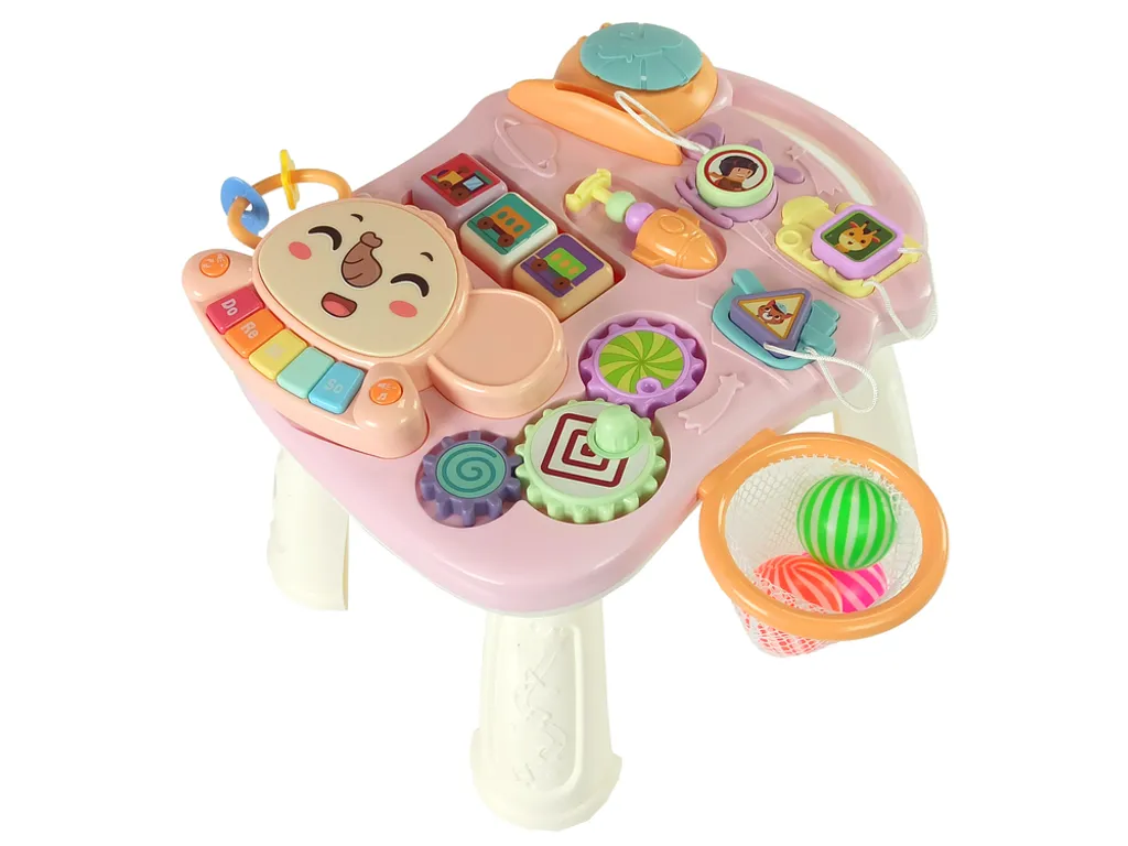 Table d'éveil interactive et poussette trotteur rose 2 en 1 modulable