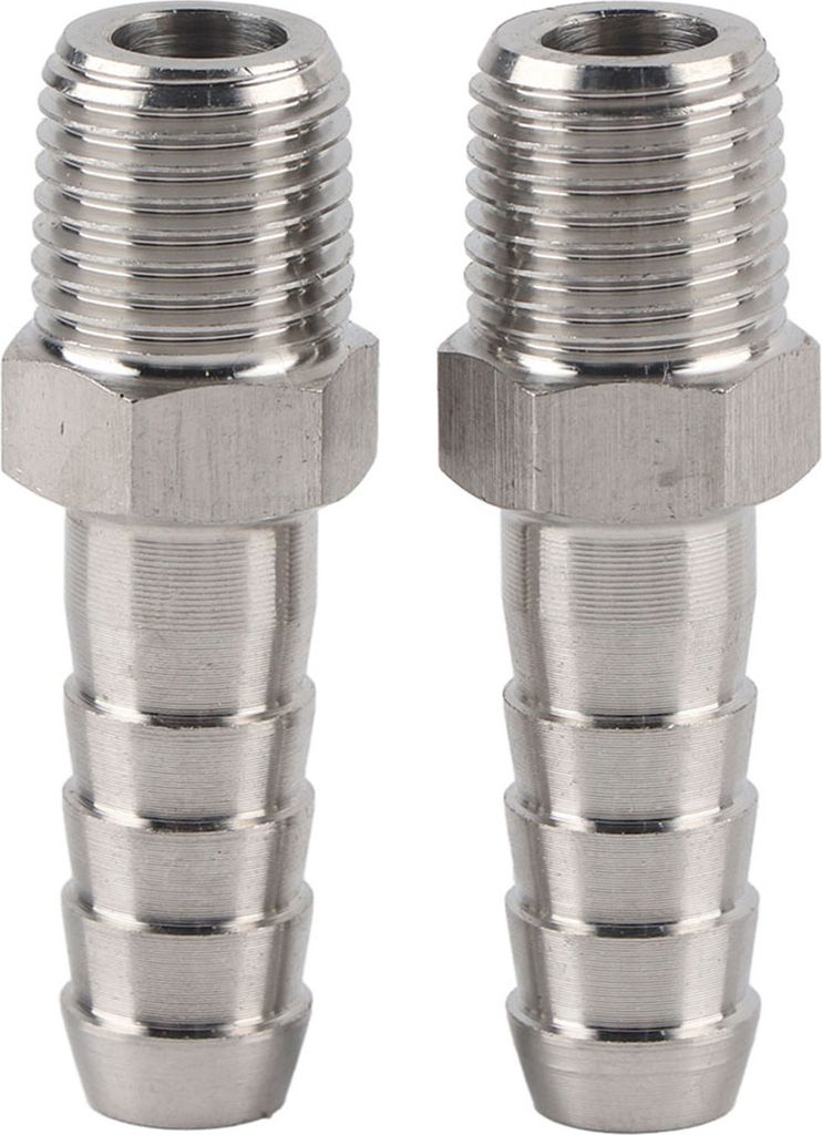 2 Stück 1/4 Zoll Edelstahl BSPT Außengewinde-Verbinder Schlauchtülle Schnellkupplungsverbinder Rohrverschraubung (BSPT 1/4-10 mm)
