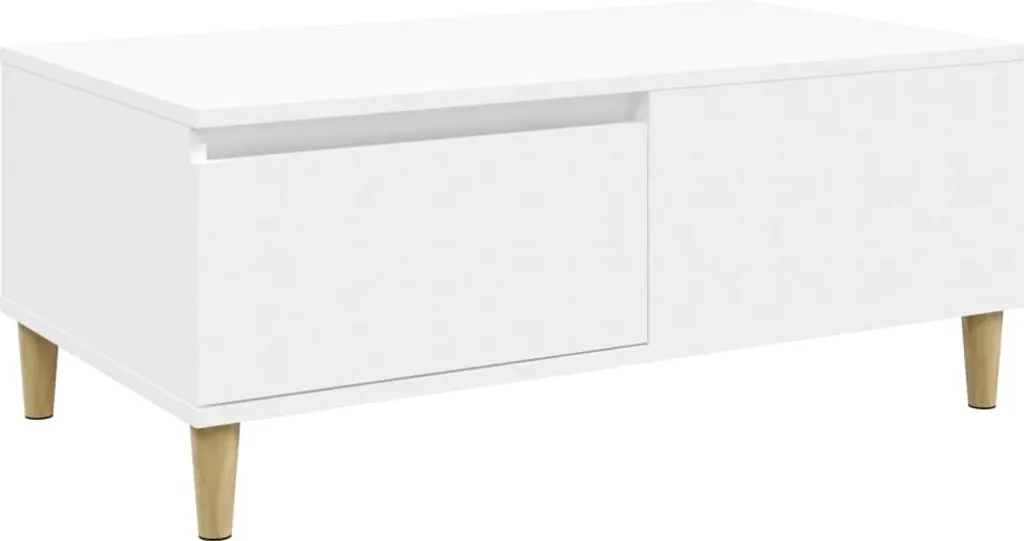 Tavolino Basso Bianco 90x50 | Mobile da Salotto Resistente e Sicuro