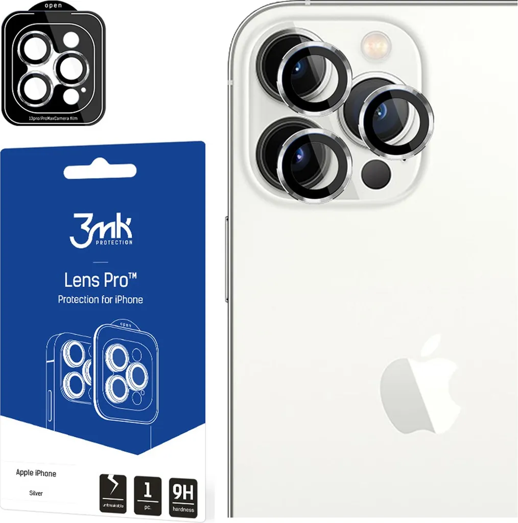 Proteggi iPhone 14 Pro con 3mk Lens Pro Argento - A prova di urti