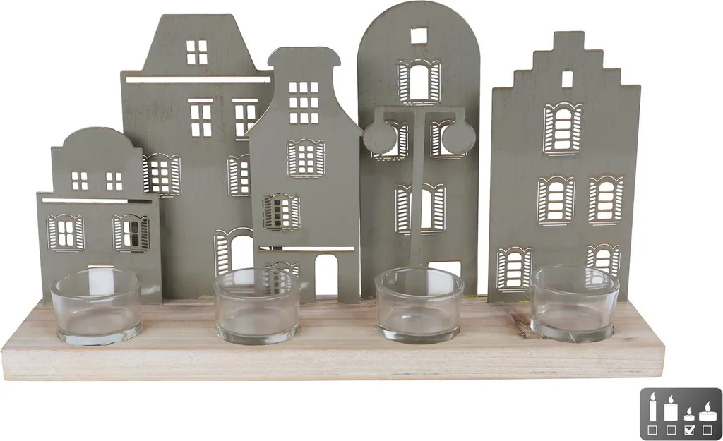 Photophore design Rue en métal noir pour bougies chauffe-plat - 2 pcs