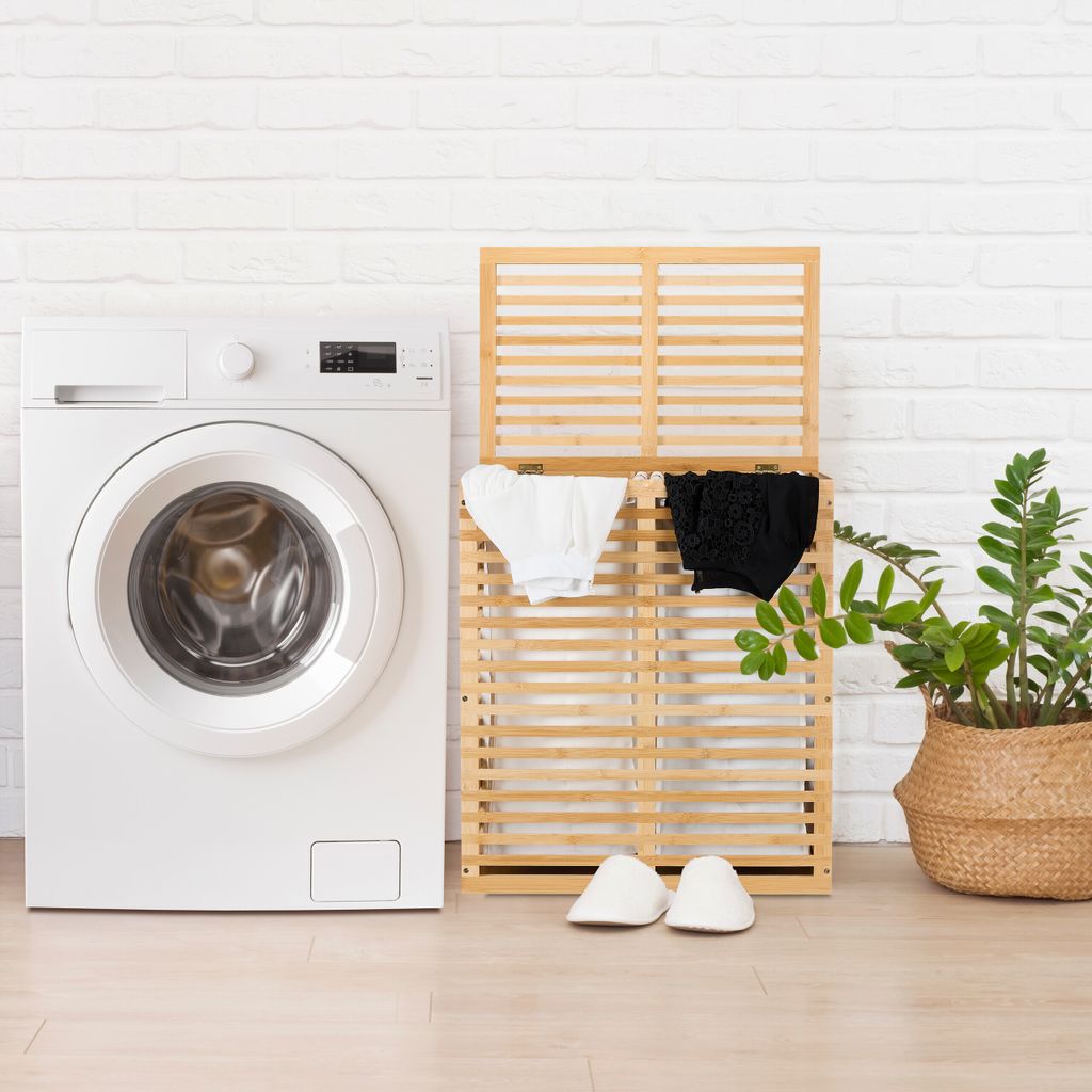 Relaxdays Wäschekorb mit Deckel, 2 herausnehmbare Säcke, je Produktbild 