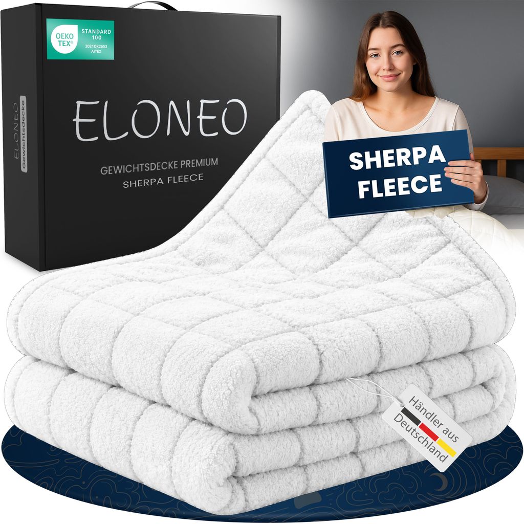 ELONEO Gewichtsdecke Fleece, Sherpa, Kuscheldecke mit Produktbild 