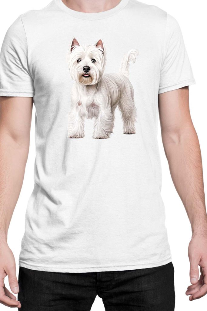 Herren T-Shirt Dogs Breeds West Highland White Terrier Dog Breed 005, Man 3XL / Weiß