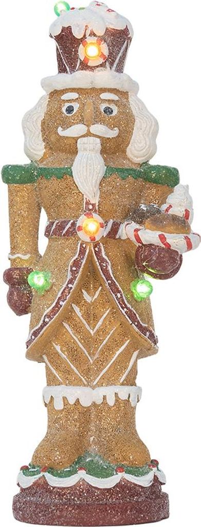 Clayre & Eef Weihnachtsdekorationsfigur Nussknacker 3xAAA Braun Kunststoff