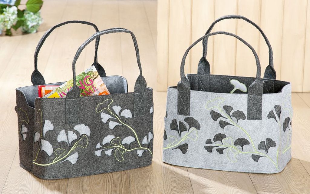 Gilde Tasche Lotus Laser hellgrau/dunkelgrau H: 26 cm B: 25 Produktbild 